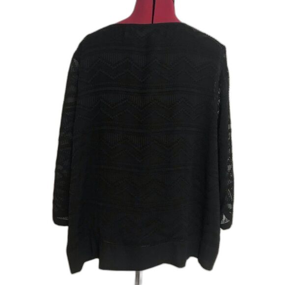 Chico's Sheer Tunic Blouse Women's Plus Size XXL Black Geometric 3/4 Sleeves - Picture 13 of 13